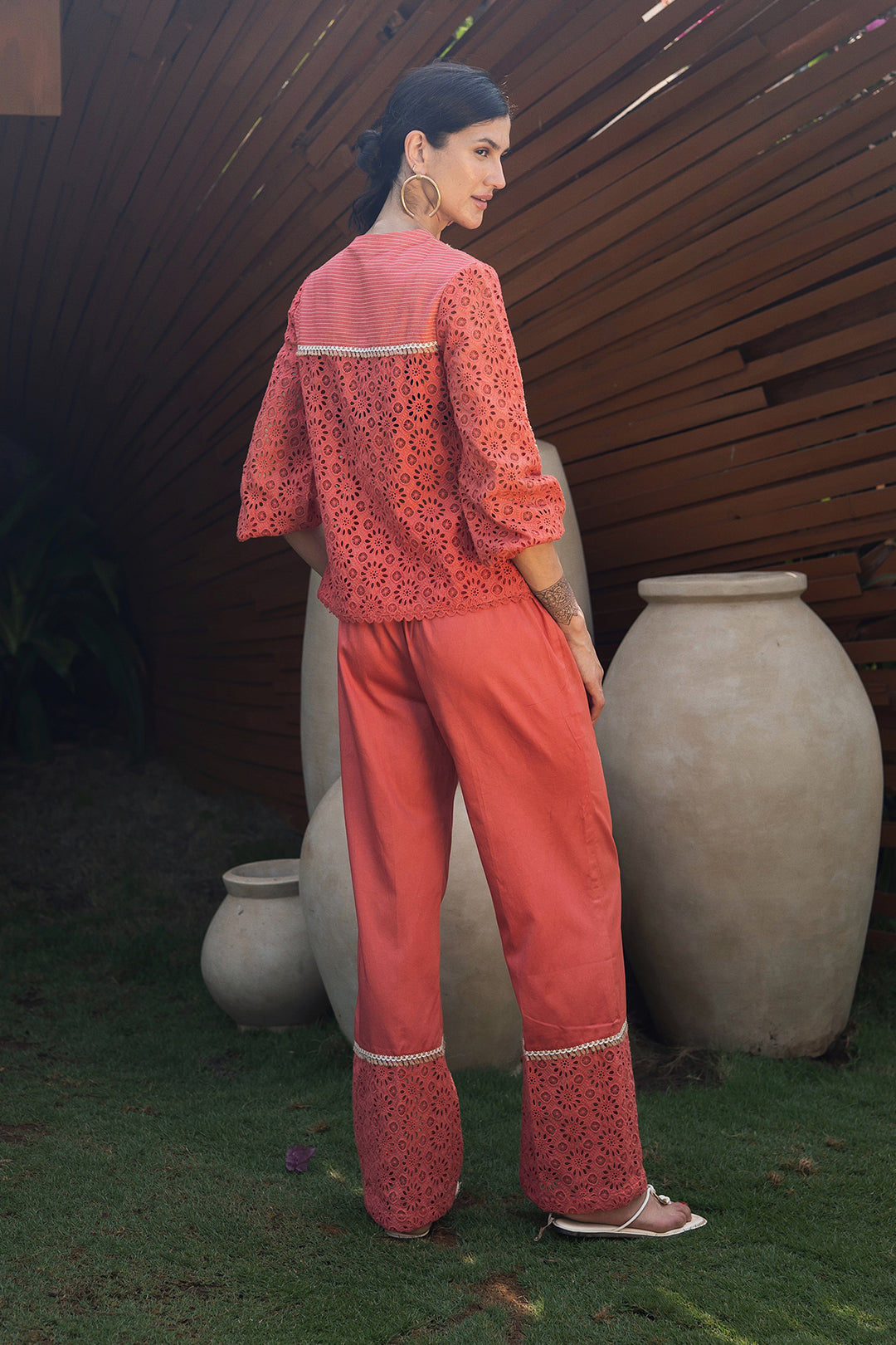 Coral pink pant set