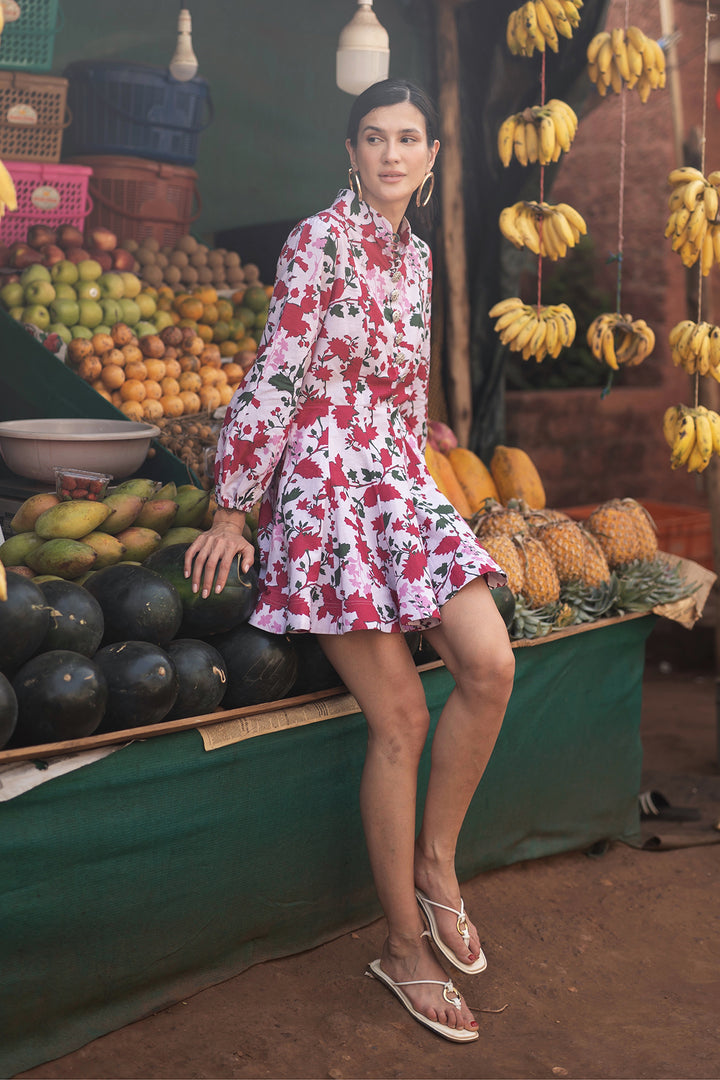 pink floral mini dress