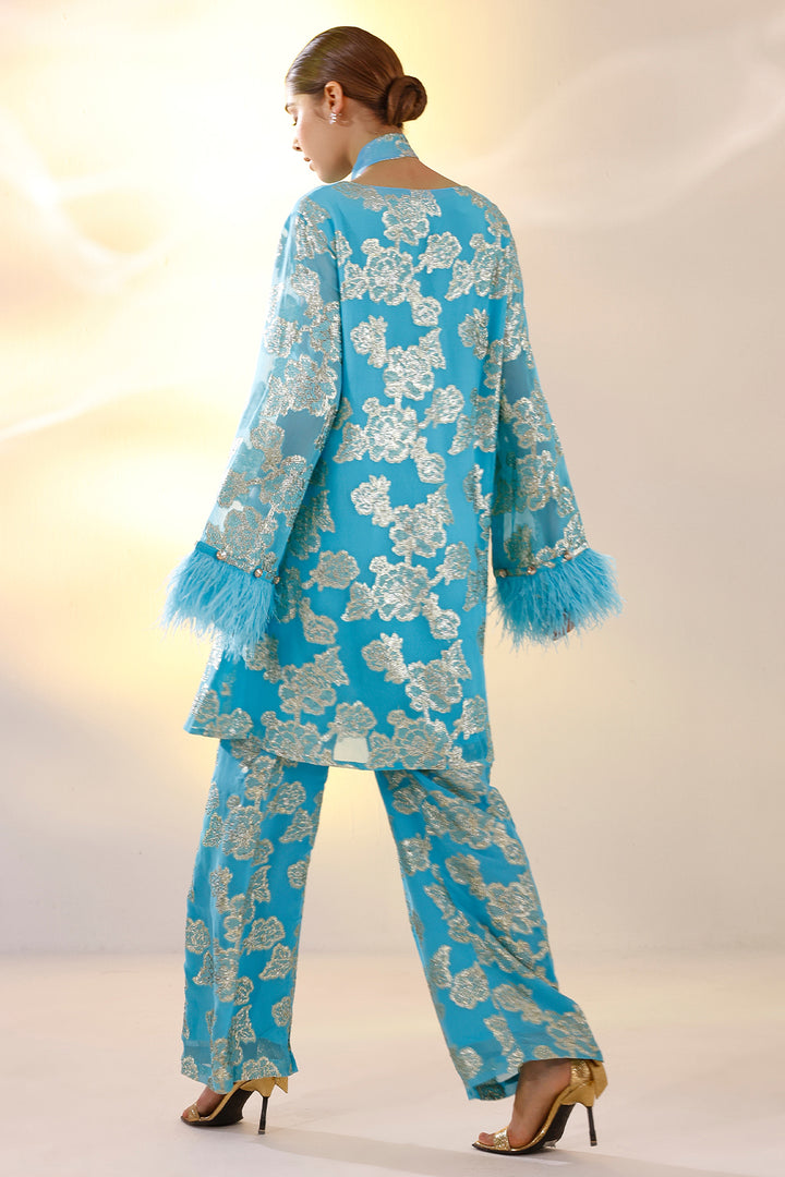 Aqua Lurex pant set